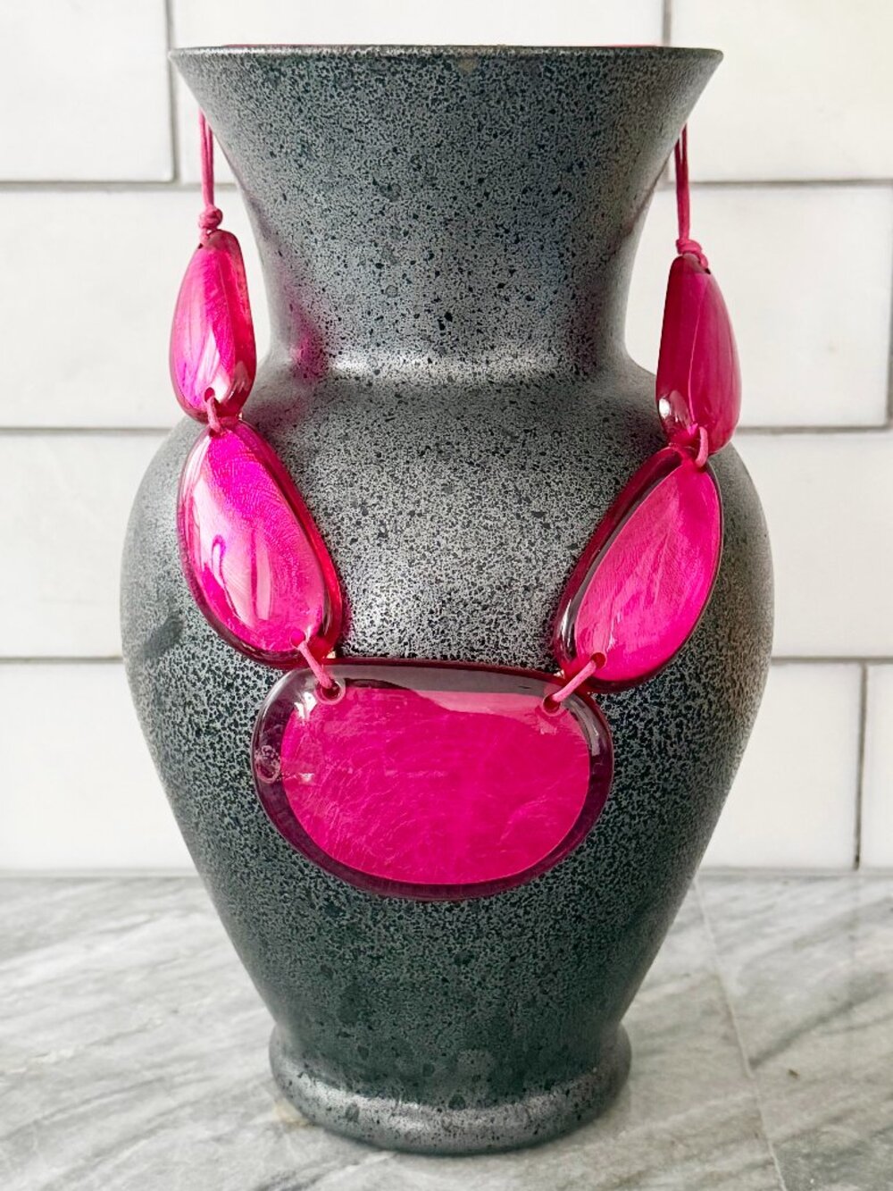 Bold Hot Pink Resin Barbiecore Statement Necklace